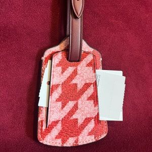 NWT Coach luggage tag “Houndstooth pink/red”
